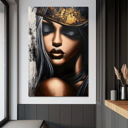 Golden Dreams Portrait Elegance - NicheCanvas