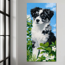 Puppy Dreams in Spring Meadows - NicheCanvas