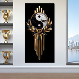 Golden Yin Yang Marble Elegance - NicheCanvas