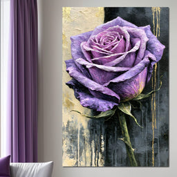 Midnight Petals Against Gilded Shadows - NicheCanvas