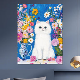 Floral Harmony Kitty - NicheCanvas