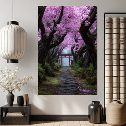 Sakura Gate Pathway Stillness - NicheCanvas