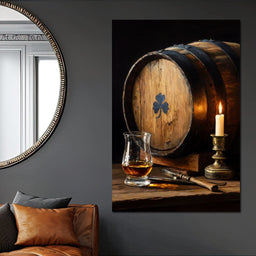 Candlelit Irish Whiskey Barrel - NicheCanvas