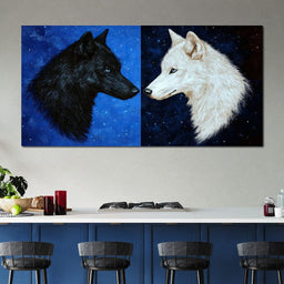 Celestial Wolves Starlit Encounter - NicheCanvas