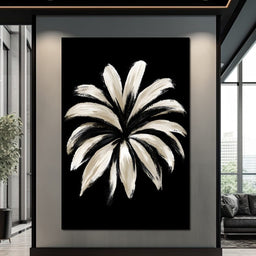 Monochrome Petals Reaching For Night - NicheCanvas