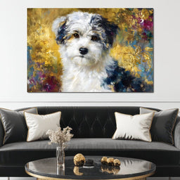 Golden Garden Puppy Portrait - NicheCanvas