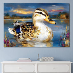 Golden Mallard Lake Sunset - Neal Hackett - NicheCanvas
