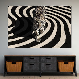 Leopard in Monochrome Swirls - NicheCanvas