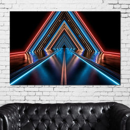 Neon Velocity Through The Infinite Corridor - NicheCanvas