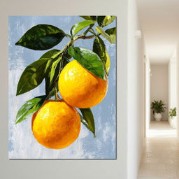 Sunlit Oranges On Branch - NicheCanvas