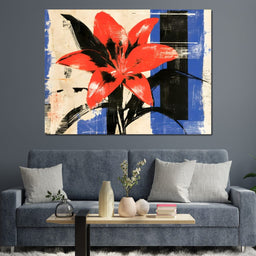 Bold Petals Against Shattered Geometry - NicheCanvas