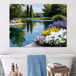 Garden Reflection Tranquil Pond - NicheCanvas