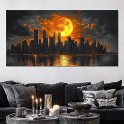 Golden Cityscape Nocturne - NicheCanvas