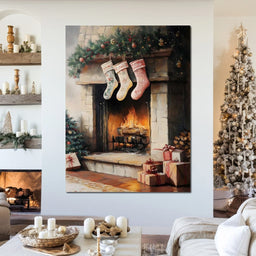 Cozy Christmas Hearth Stockings - NicheCanvas