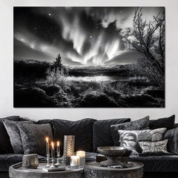 Monochrome Celestial Night's Embrace - NicheCanvas