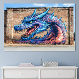 Street Art - Dragon's Fiery Majesty - NicheCanvas