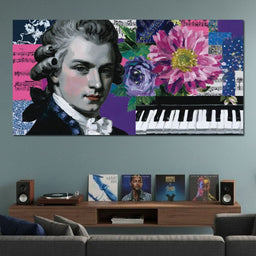 Classical Piano Pink Flowers - NicheCanvas