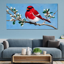 Radiant Bird on Blossoming Twig - NicheCanvas
