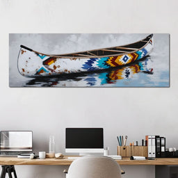 Reflections Of The Painted Canoe - NicheCanvas