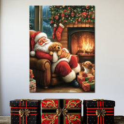 Cozy Christmas Eve With Puppies - NicheCanvas