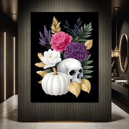 Gothic Floral Skull Elegance - NicheCanvas