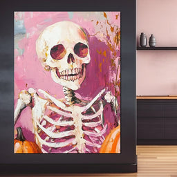 Pink Grin Skeleton Harvest - NicheCanvas