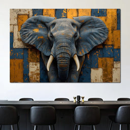 Elephant Majesty Patchwork Elegance - NicheCanvas