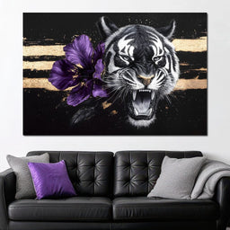 Tiger Roar of the Violet Stripes - NicheCanvas