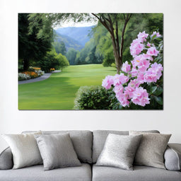 Verdant Meadow's Floral Embrace - NicheCanvas