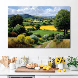Golden Fields Country Path - NicheCanvas