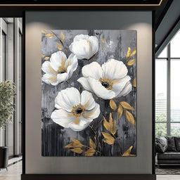 Golden Petal Harmony Blooms - Wildrose Creations - NicheCanvas