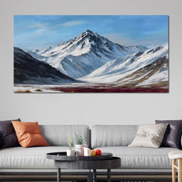 Snowy Alpine Peak Over Heather - NicheCanvas