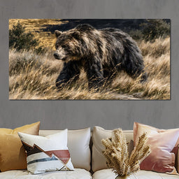 Solitary Wanderer Through The Golden Grass - NicheCanvas