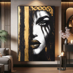 Golden Gaze Enigma Portrait - NicheCanvas