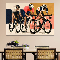 Three Cyclists Chasing The Final Bend - NicheCanvas