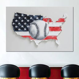 Patriotic Baseball USA Map Tribute - NicheCanvas