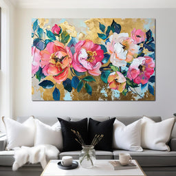 Golden Royal Flowers 02 - Wildrose Creations - NicheCanvas