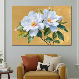 Golden Gardenia Duet Blooming - NicheCanvas