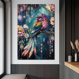 Enchanted Jewel Toned Bird Fantasy - NicheCanvas