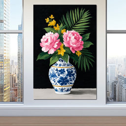 Floral Elegance in Blooming Vase - NicheCanvas