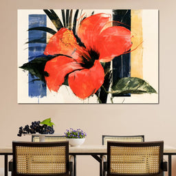 Bold Petals Against Abstract Structures - NicheCanvas