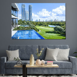 Skyline Radiance Overlooking the Golf Course - NicheCanvas