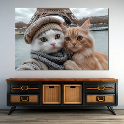 Parisian Feline Companions - NicheCanvas