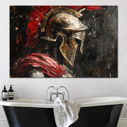 Spartan Solitude in Crimson - NicheCanvas