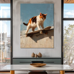 Calico Cat Skateboard Ride - NicheCanvas