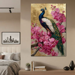 Golden Peacock Cherry Blossom - NicheCanvas