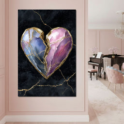Kintsugi Split Heart Gold - NicheCanvas
