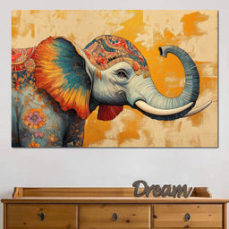 Elephant Splendor Floral Harmony - NicheCanvas