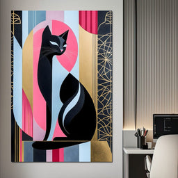 Feline Elegance Geometry Canvas - NicheCanvas