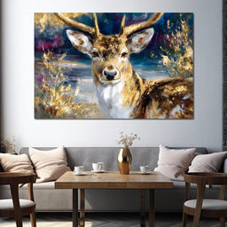 Golden Stag Forest Majesty - NicheCanvas